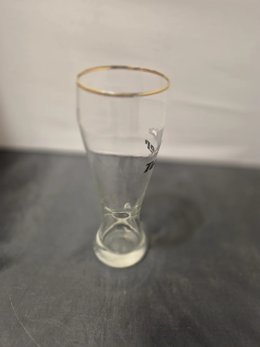 Vintage Gold Rimmed Beer Glass Collectible. Tucher
